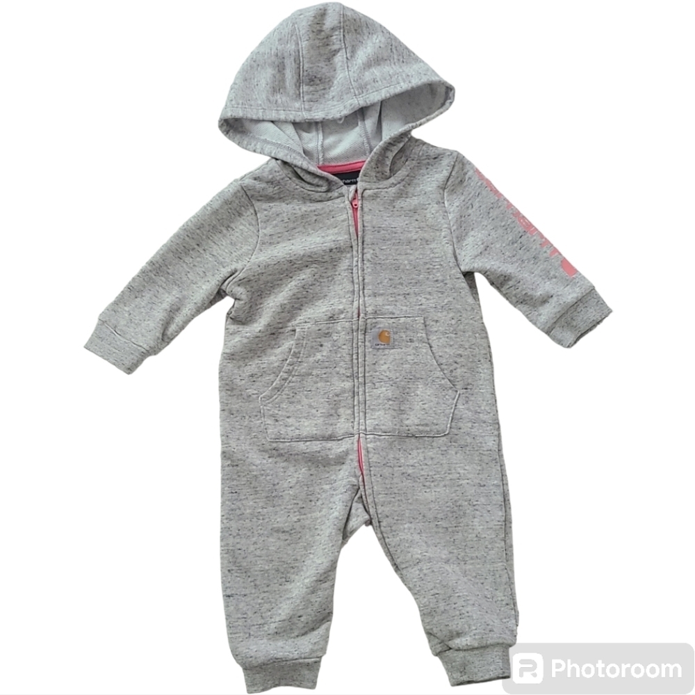Carhartt Jumpsuit Girl's Long Sleeve Front‎ Zip Fleece Lined One Piece Size 6m